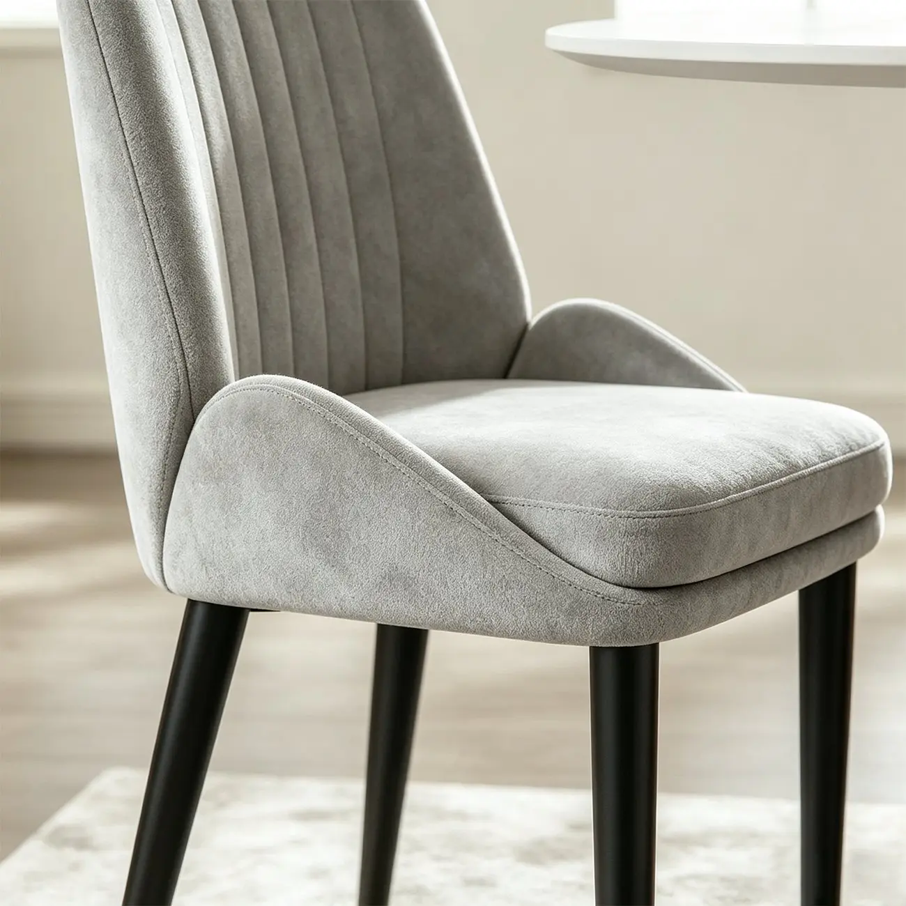Contemporary Mid-back Chenille Fabric Upholstered Dining Chairs Image - 7 | homeyfad