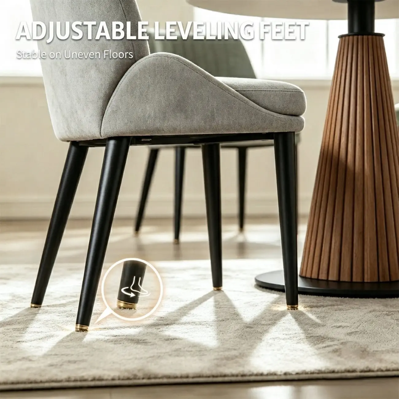 Contemporary Mid-back Chenille Fabric Upholstered Dining Chairs Image - 9 | homeyfad
