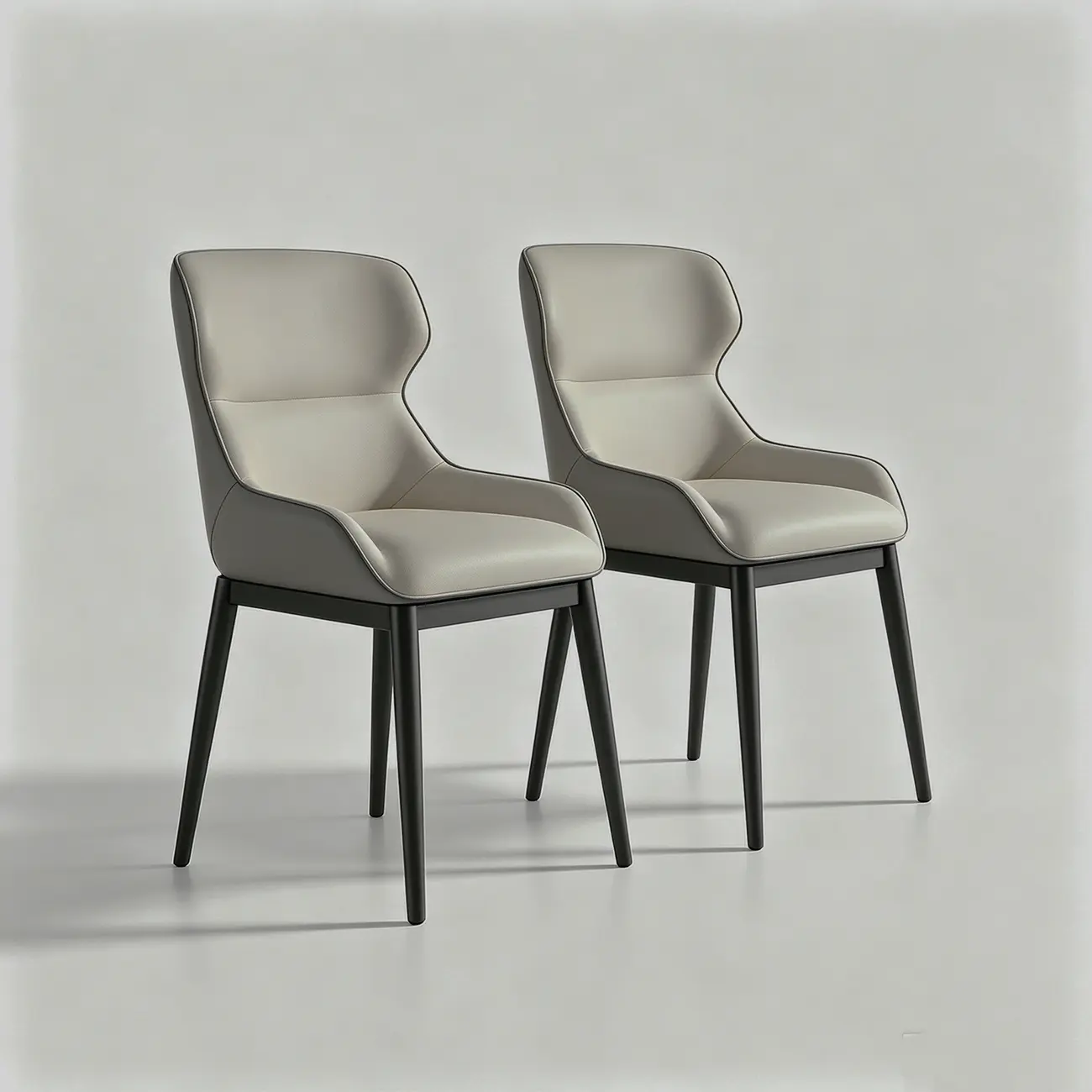 Scandinavian Leather Wingback Upholstered Dining Chair Image - 14 | homeyfad