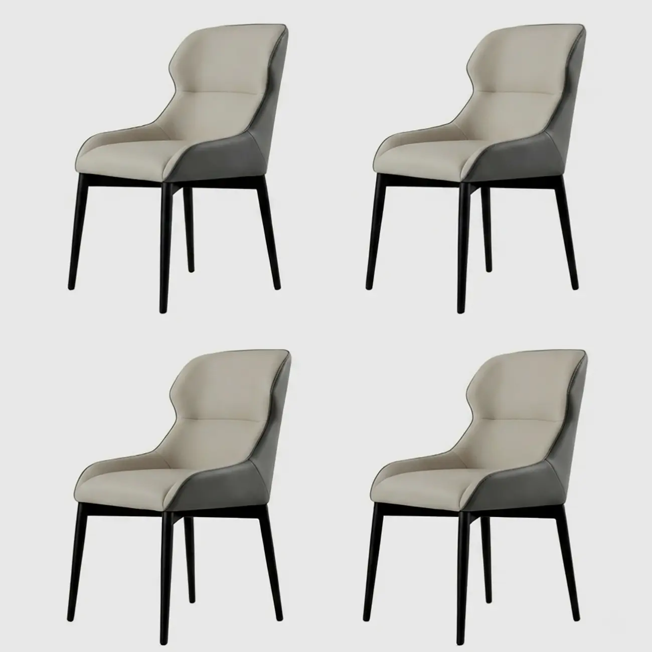 Scandinavian Leather Wingback Upholstered Dining Chair Image - 15 | homeyfad