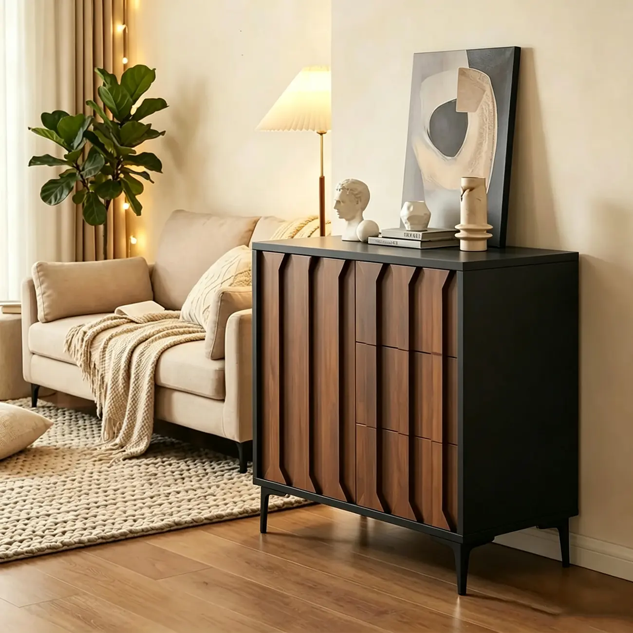 Mid-Century Modern Wood Combo Dresser with Storage Image - 2 | homeyfad