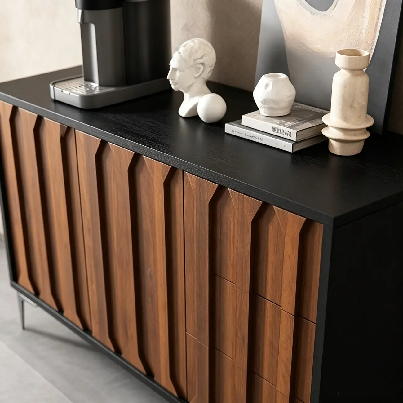 Mid-Century Modern Wood Combo Dresser with Storage Image - 5 | homeyfad