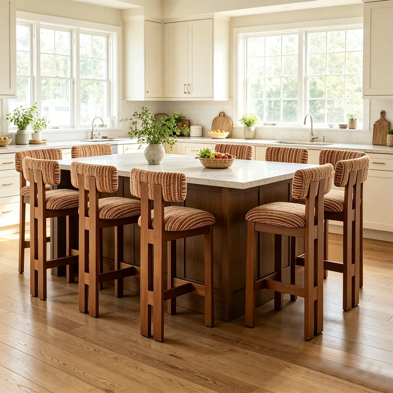 Mid-Century Modern Curved Back Wood Counter Height Bar Stools Image - 6 | homeyfad