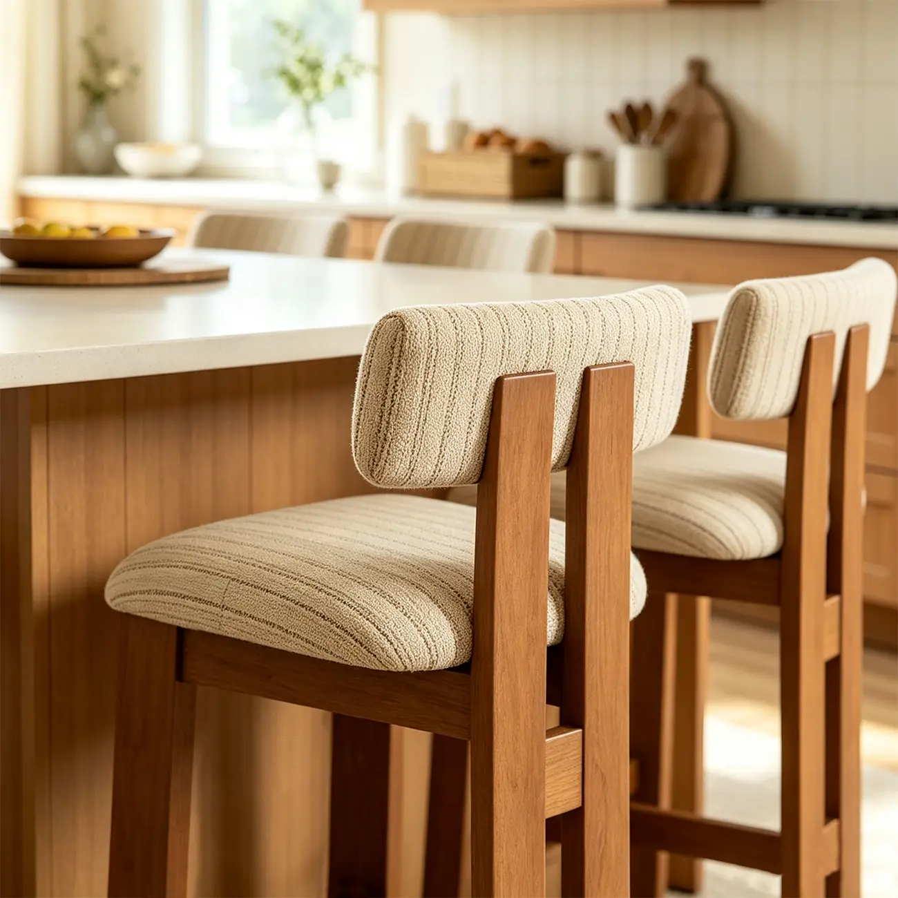 Mid-Century Modern Curved Back Wood Counter Height Bar Stools Image - 9 | homeyfad