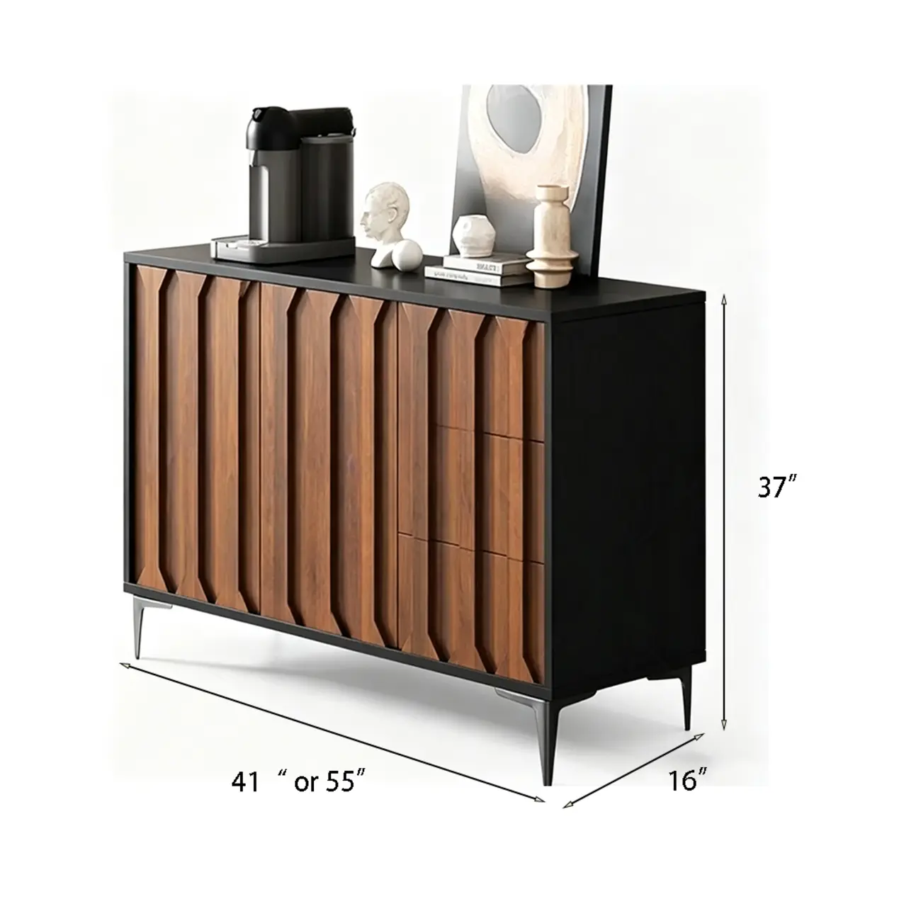 Mid-Century Modern Wood Combo Dresser with Storage #size | homeyfad