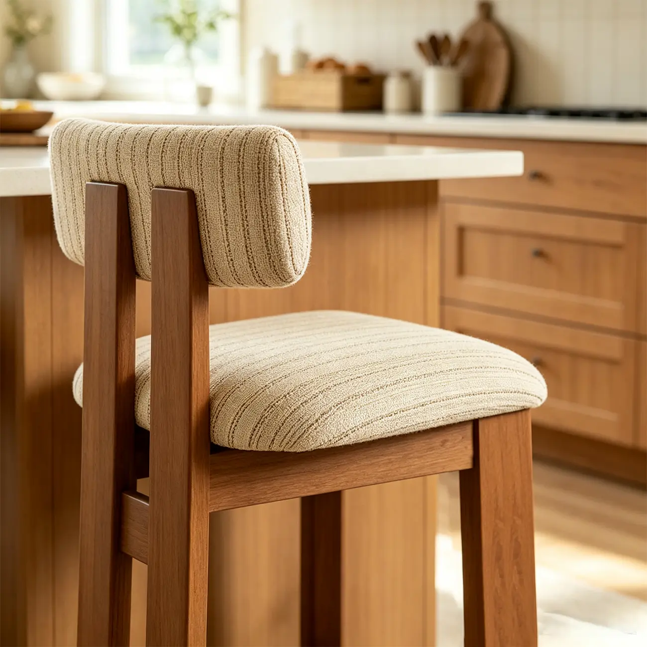 Mid-Century Modern Curved Back Wood Counter Height Bar Stools Image - 8 | homeyfad