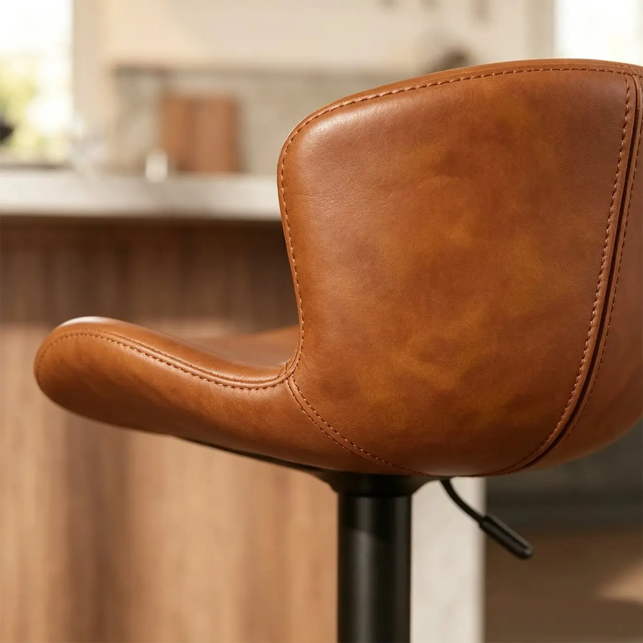 Industrial Waterproof Pu Leather Adjustable Swivel Bar Stool Image - 5 | homeyfad