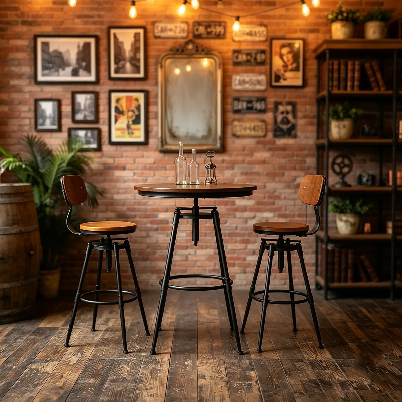 Industrial Iron Swivel Adjustable Bar Stools Image - 4 | homeyfad