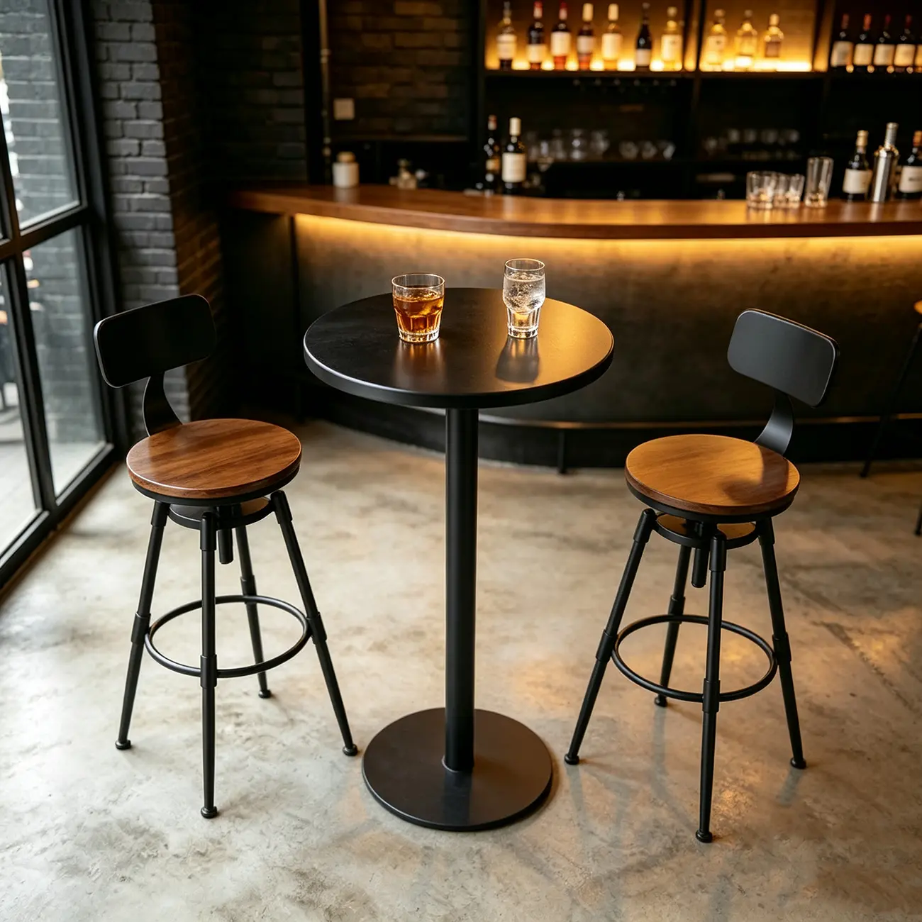 Industrial Iron Swivel Adjustable Bar Stools Image - 2 | homeyfad