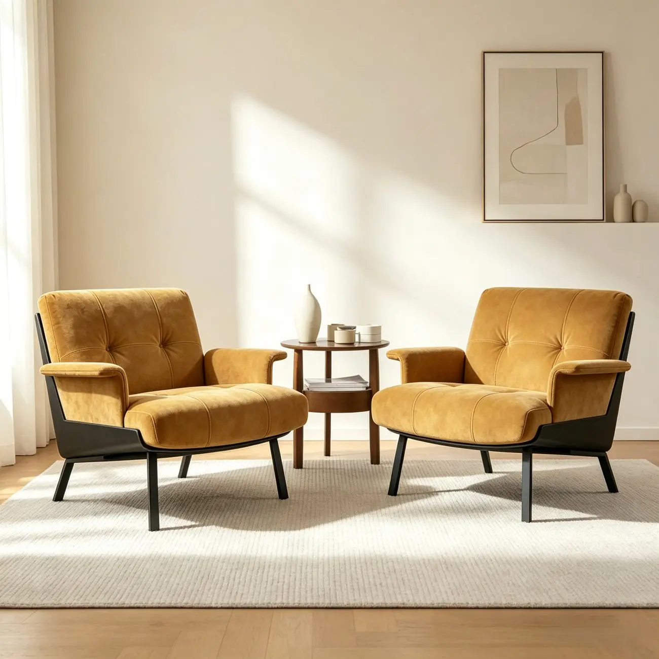Art Deco Flannel Tufted Back Accent Chair with Arms Image - 5 | homeyfad