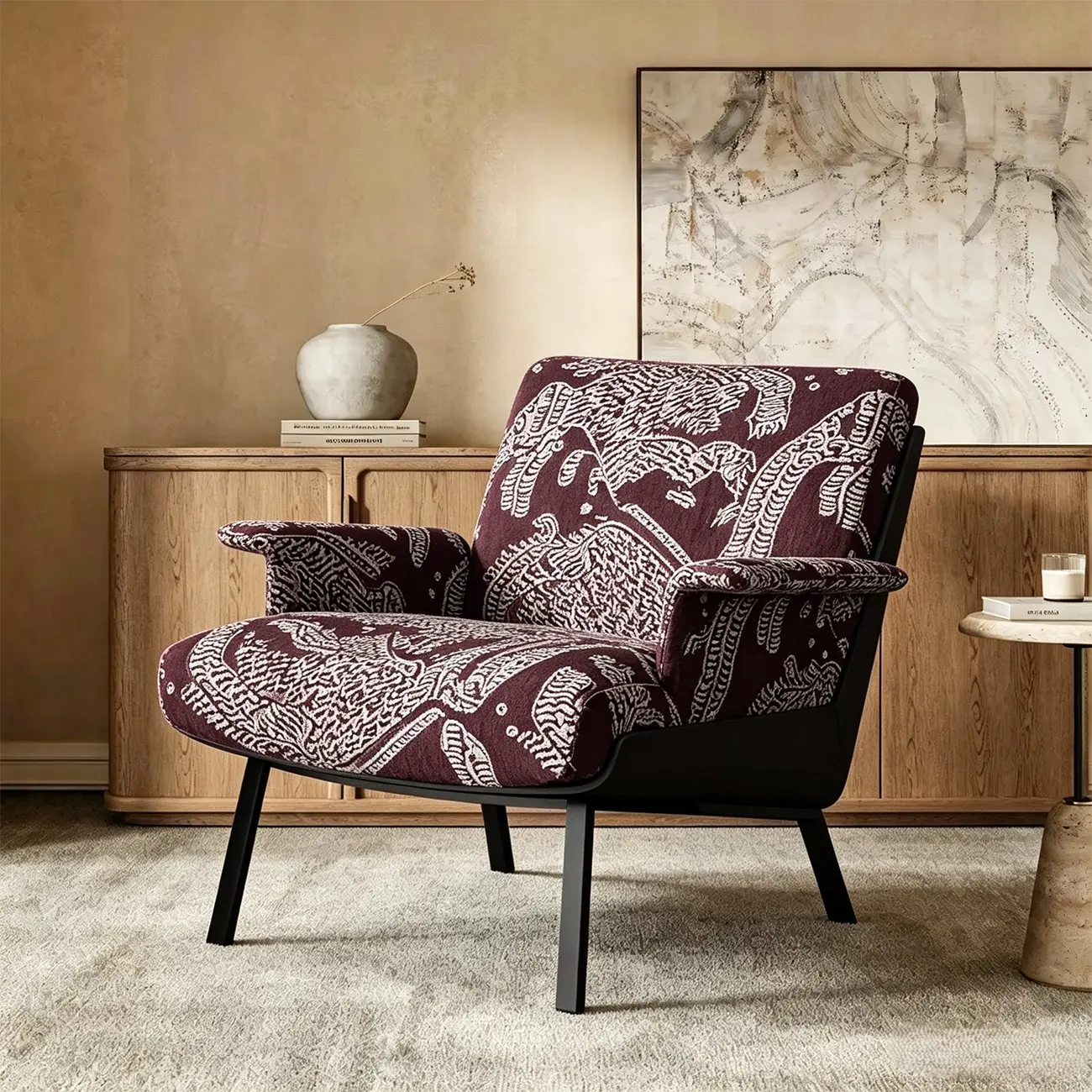 Art Deco Flannel Tufted Back Accent Chair with Arms Image - 13 | homeyfad