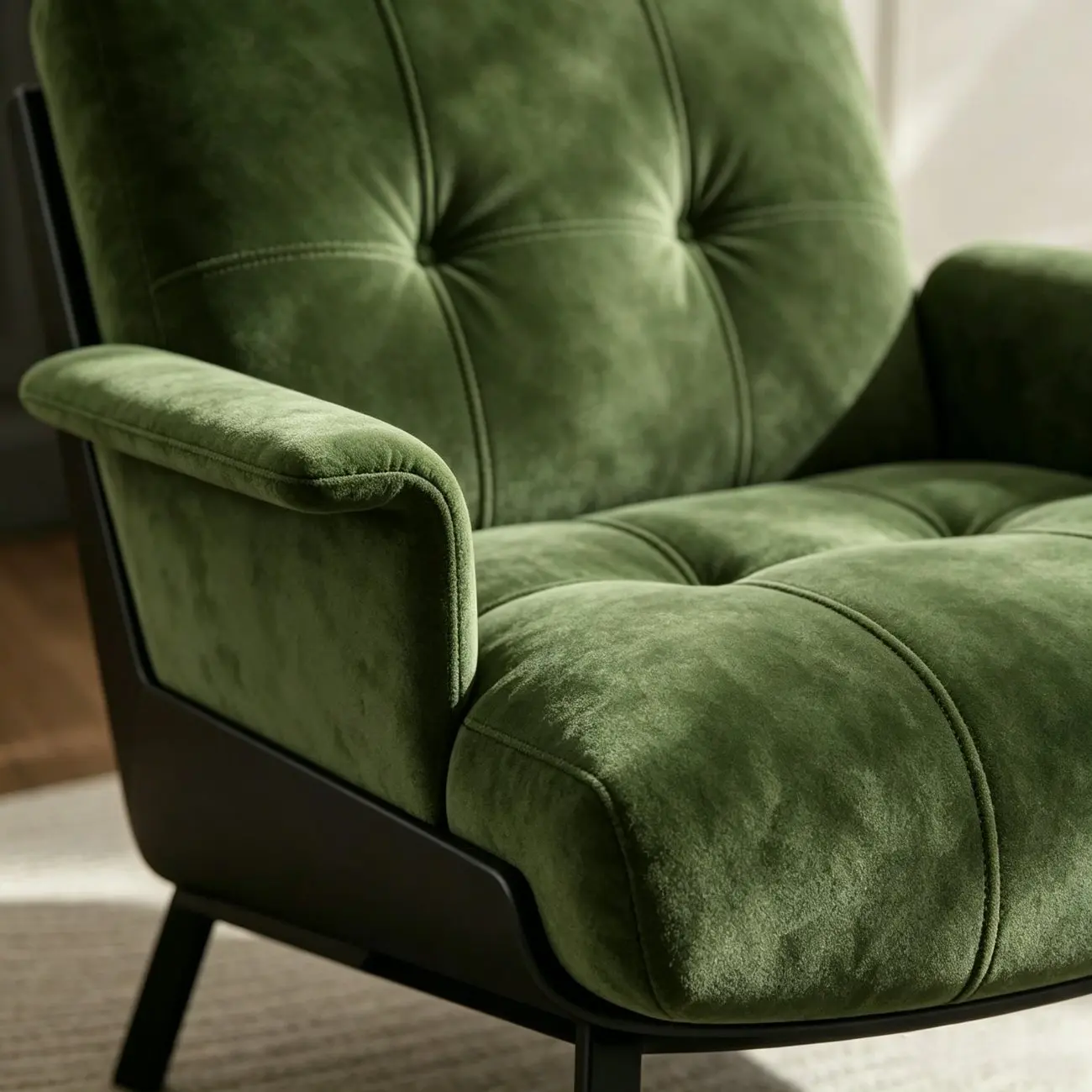Art Deco Flannel Tufted Back Accent Chair with Arms Image - 8 | homeyfad