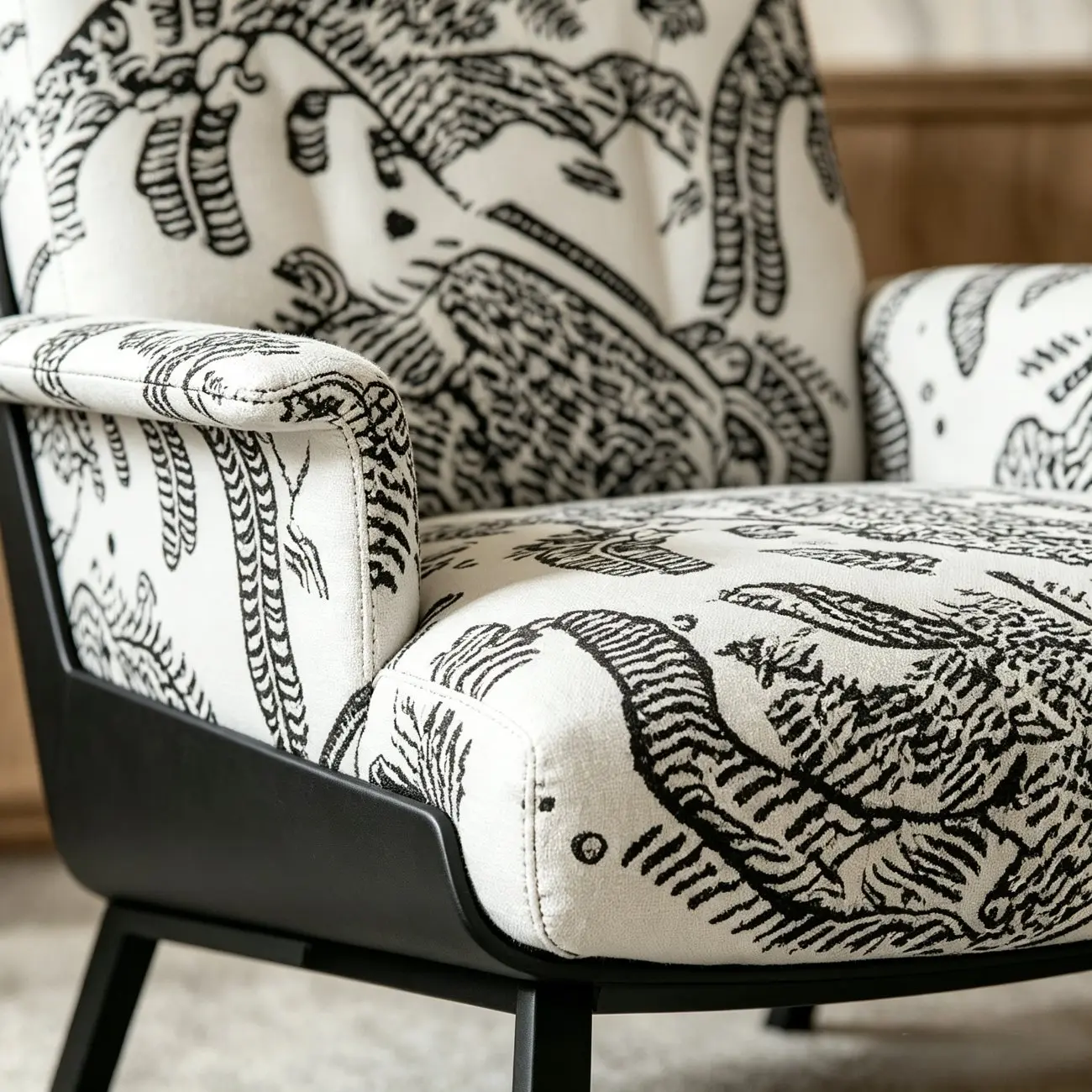 Art Deco Flannel Tufted Back Accent Chair with Arms Image - 16 | homeyfad