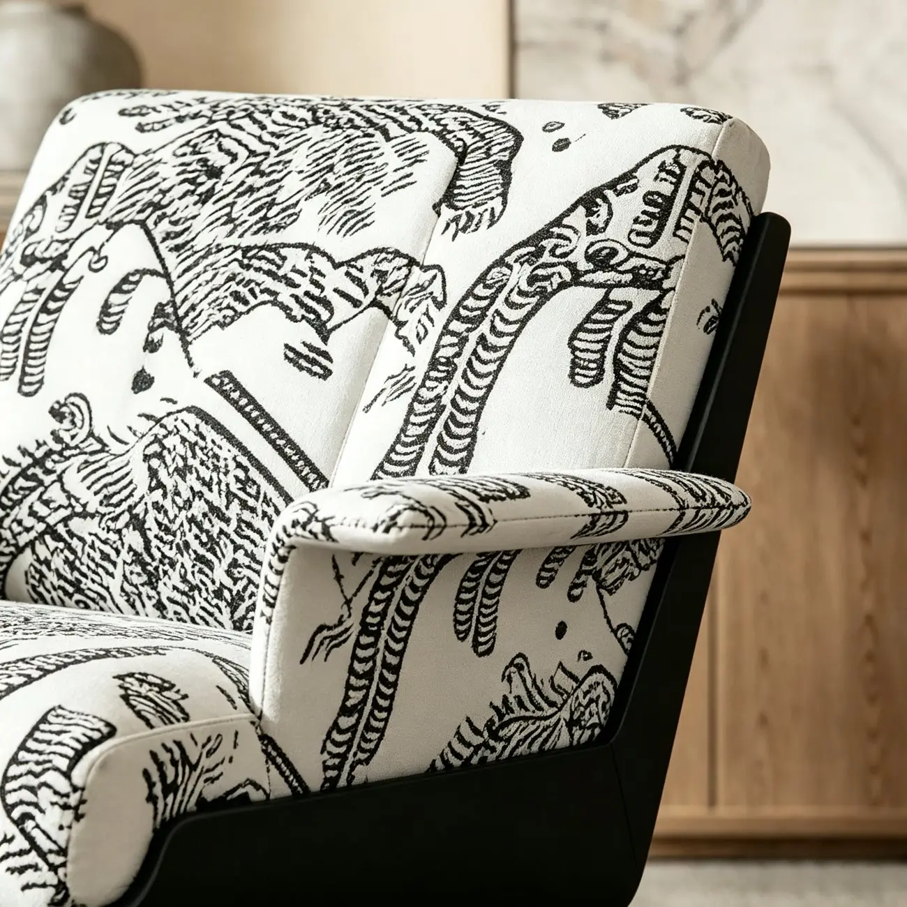 Art Deco Flannel Tufted Back Accent Chair with Arms Image - 15 | homeyfad