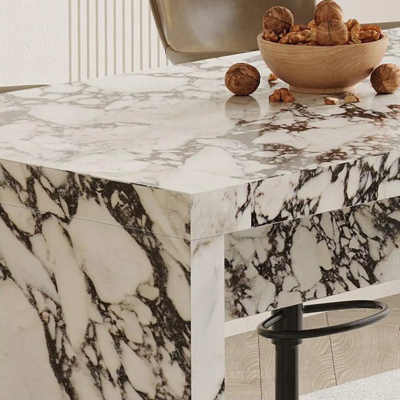Minimalist White Terrazzo Marble Bar Tables for Kitchen Image - 7