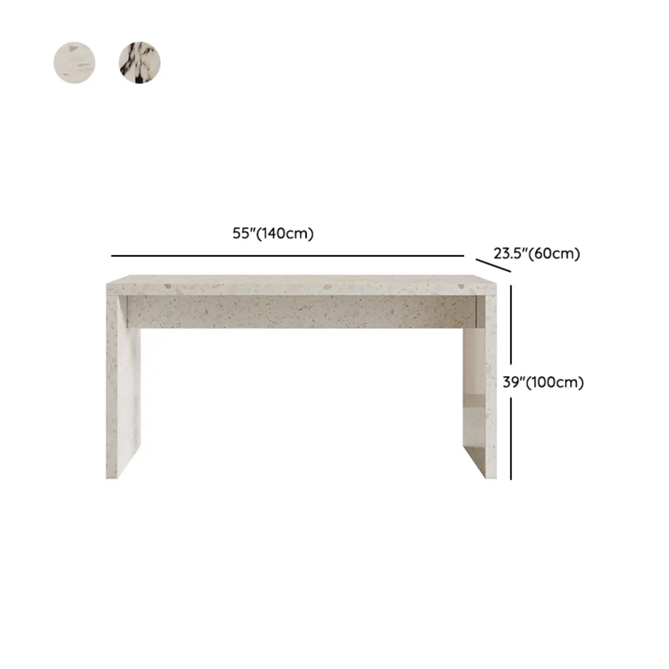 Minimalist White Terrazzo Marble Bar Tables for Kitchen #size