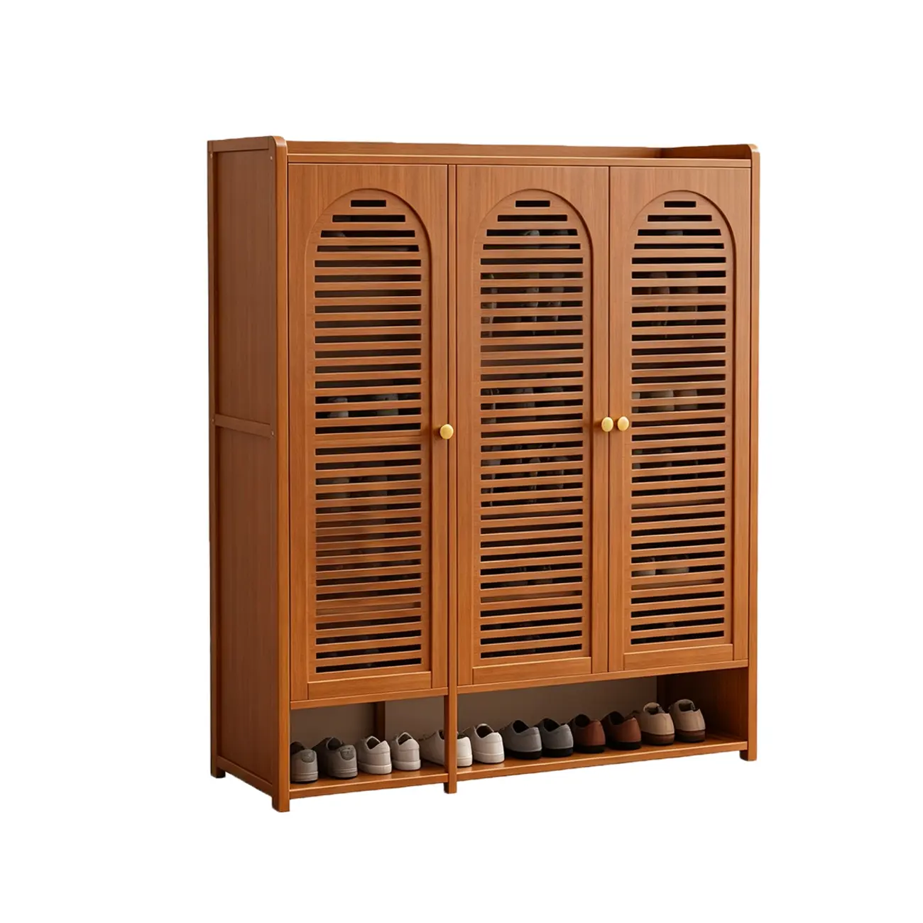 Modern Farmhouse 8-Tier Shoe Storage Cabinet with Louvered Doors Image - 11 | homeyfad
