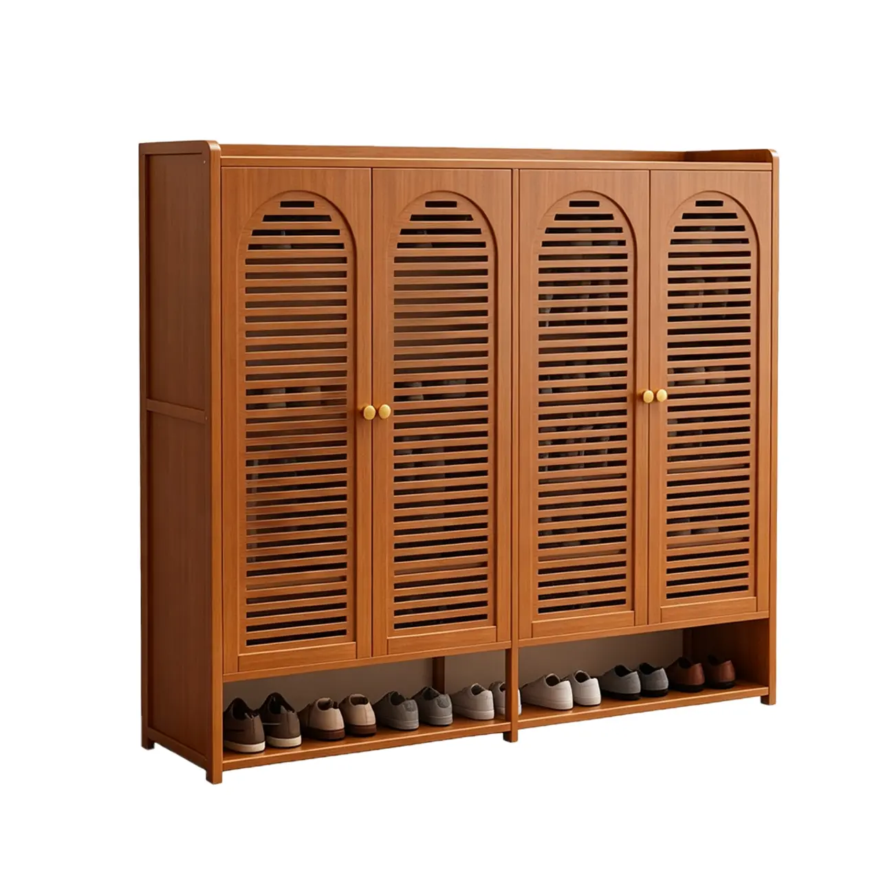 Modern Farmhouse 8-Tier Shoe Storage Cabinet with Louvered Doors Image - 12 | homeyfad