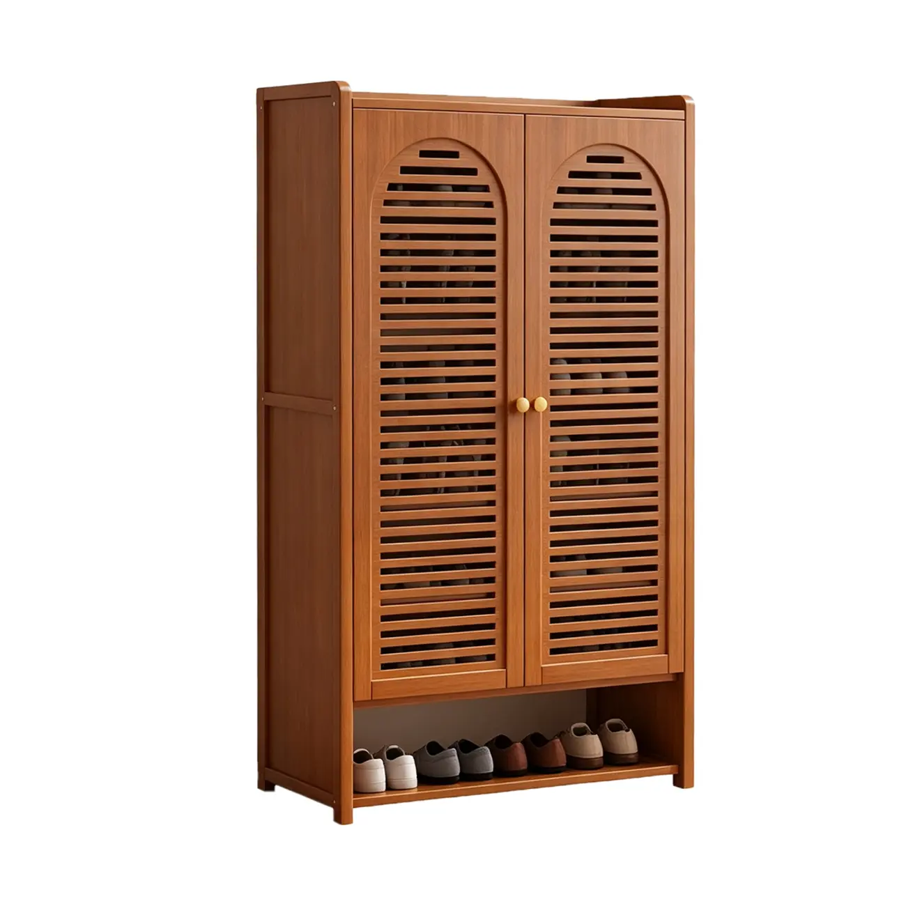 Modern Farmhouse 8-Tier Shoe Storage Cabinet with Louvered Doors Image - 13 | homeyfad