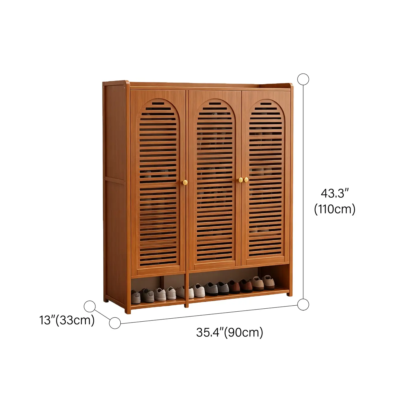 Modern Farmhouse 8-Tier Shoe Storage Cabinet with Louvered Doors Image - 15 | homeyfad