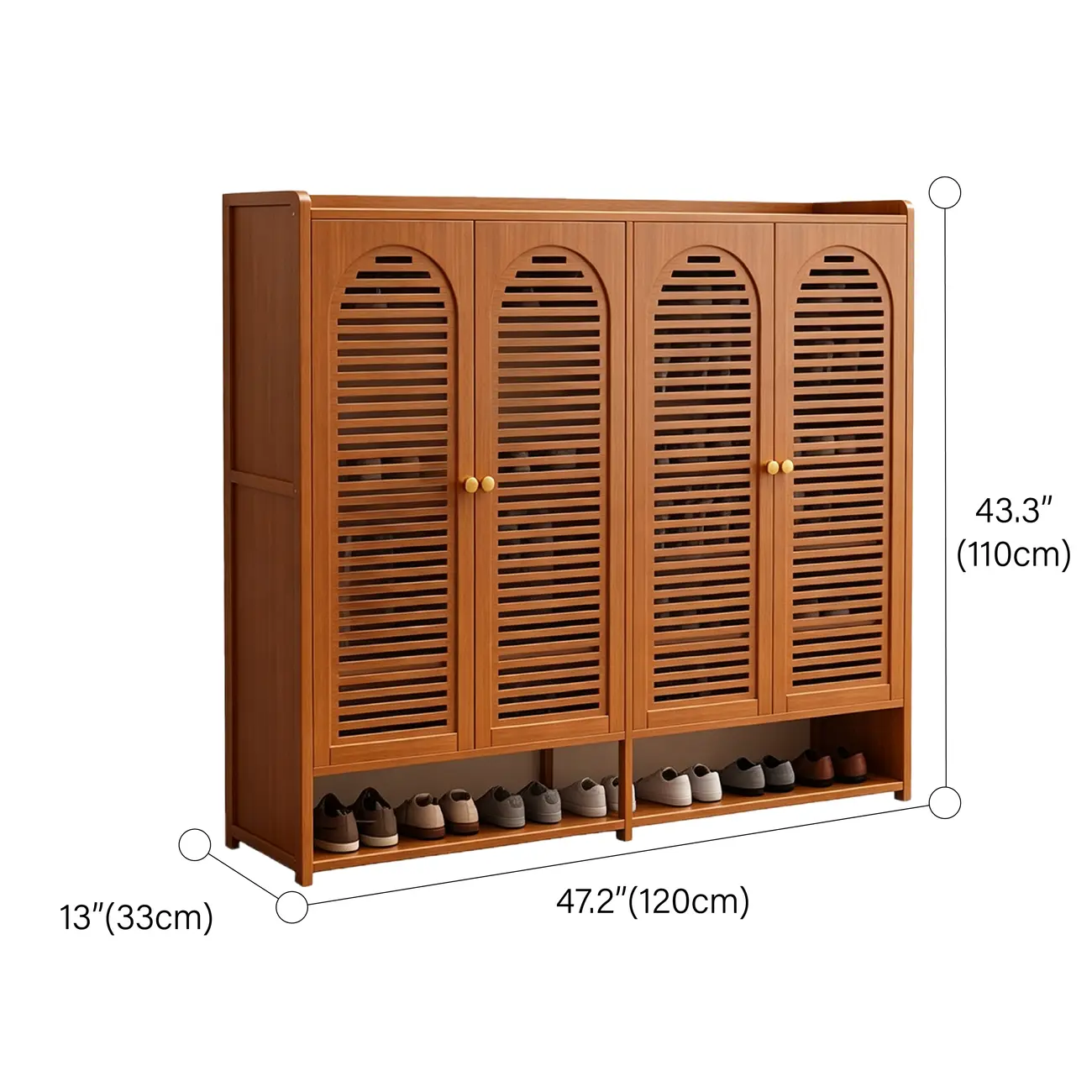 Modern Farmhouse 8-Tier Shoe Storage Cabinet with Louvered Doors Image - 16 | homeyfad