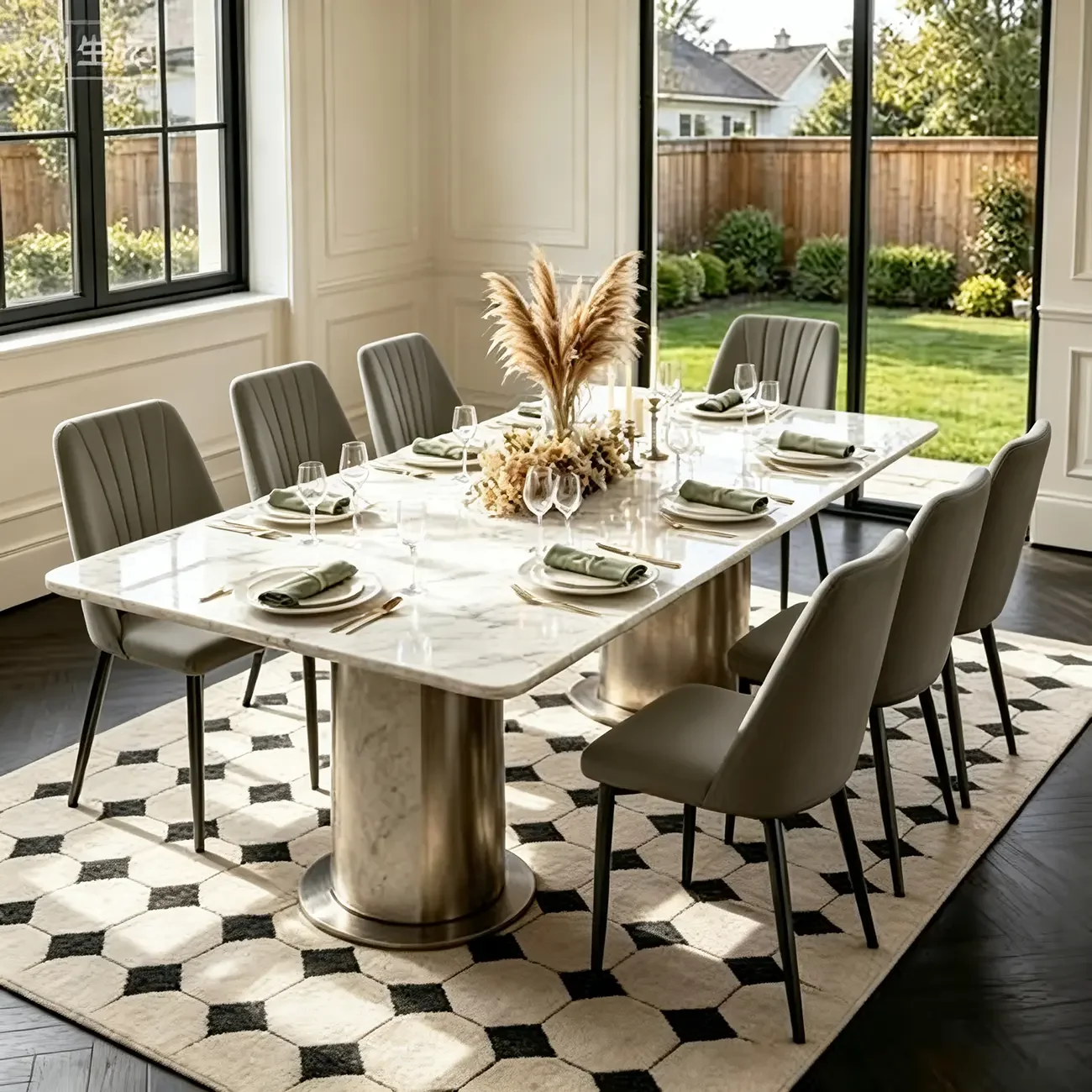 Modern Vertical Channel-tufted Back Faux Leather Dining Chairs Image - 3 | homeyfad