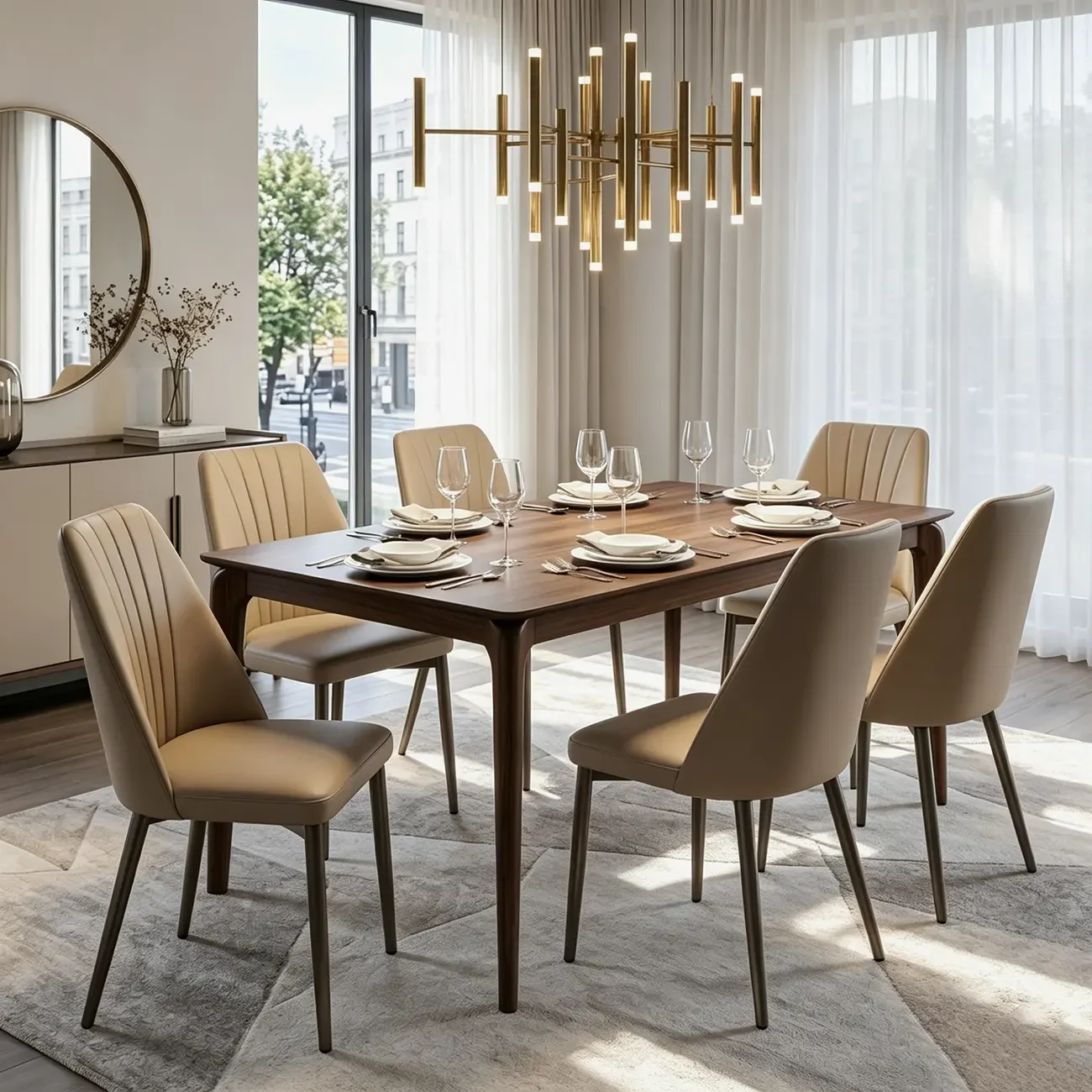 Modern Vertical Channel-tufted Back Faux Leather Dining Chairs Image - 10 | homeyfad