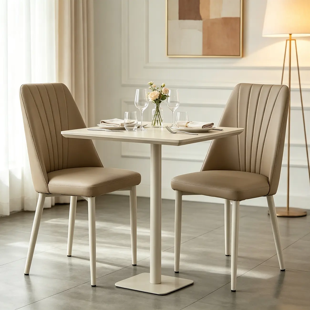 Modern Vertical Channel-tufted Back Faux Leather Dining Chairs Image - 18 | homeyfad