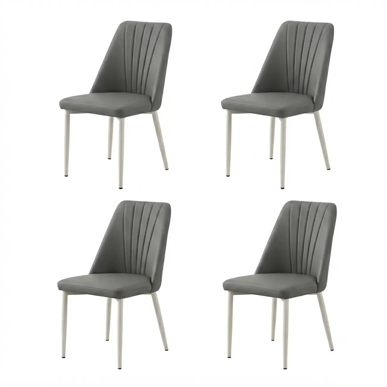 Modern Vertical Channel-tufted Back Faux Leather Dining Chairs Image - 21 | homeyfad