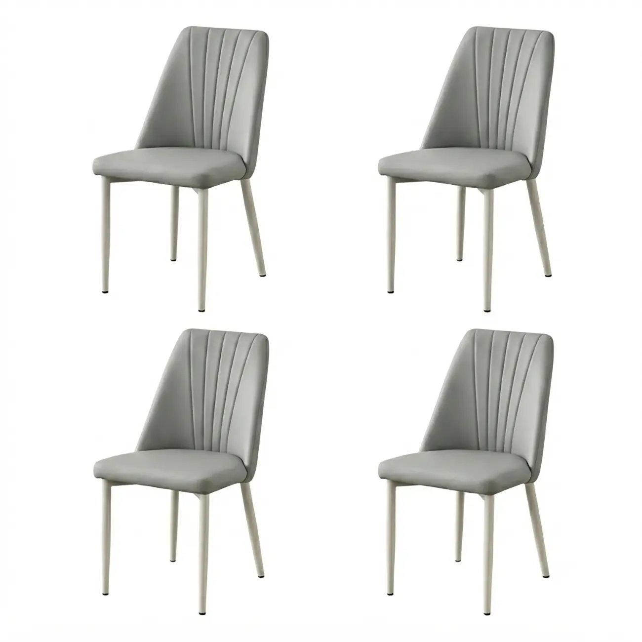 Modern Vertical Channel-tufted Back Faux Leather Dining Chairs Image - 22 | homeyfad