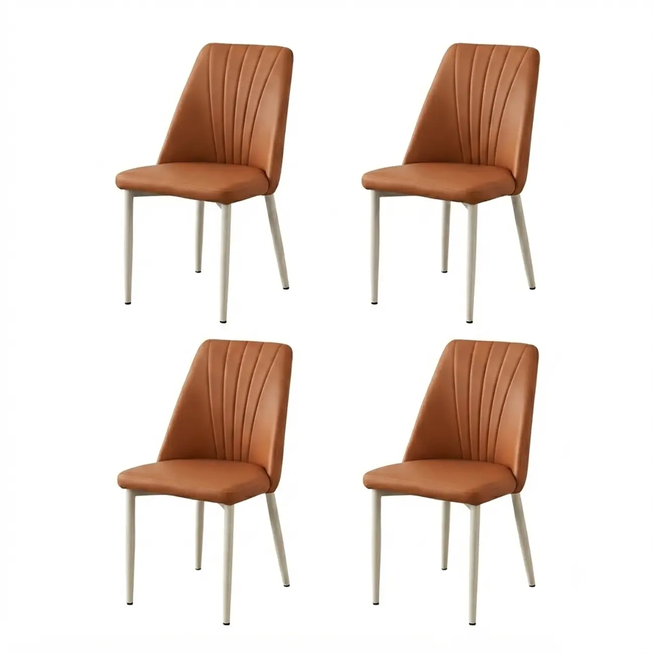 Modern Vertical Channel-tufted Back Faux Leather Dining Chairs Image - 23 | homeyfad