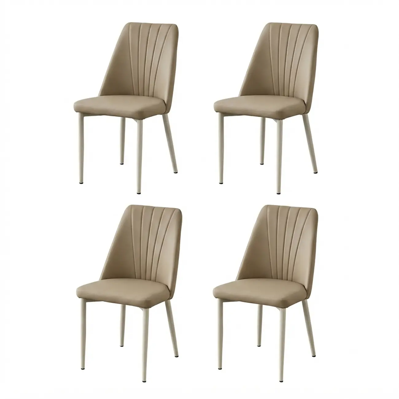 Modern Vertical Channel-tufted Back Faux Leather Dining Chairs Image - 24 | homeyfad