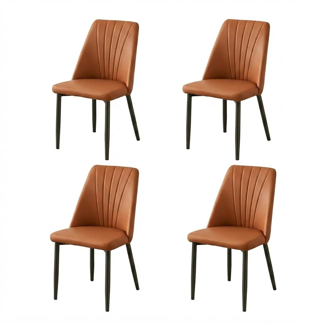 Modern Vertical Channel-tufted Back Faux Leather Dining Chairs Image - 25 | homeyfad