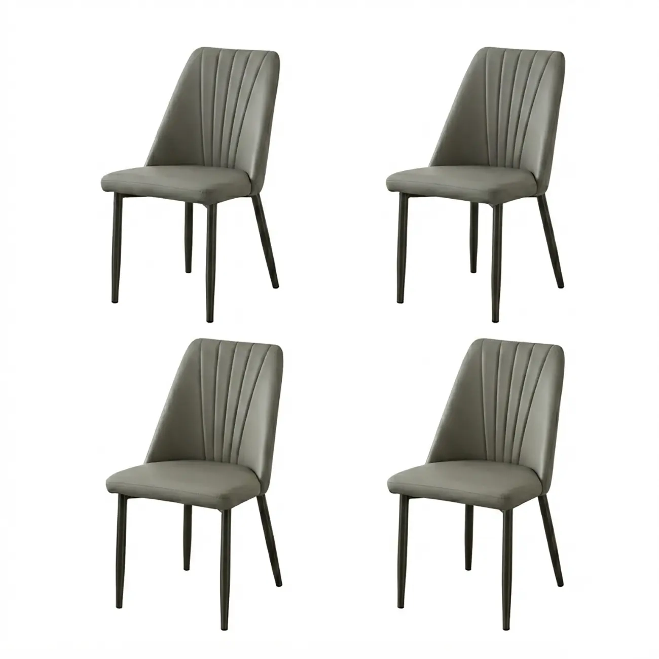 Modern Vertical Channel-tufted Back Faux Leather Dining Chairs Image - 26 | homeyfad