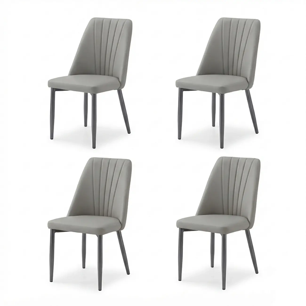 Modern Vertical Channel-tufted Back Faux Leather Dining Chairs Image - 27 | homeyfad