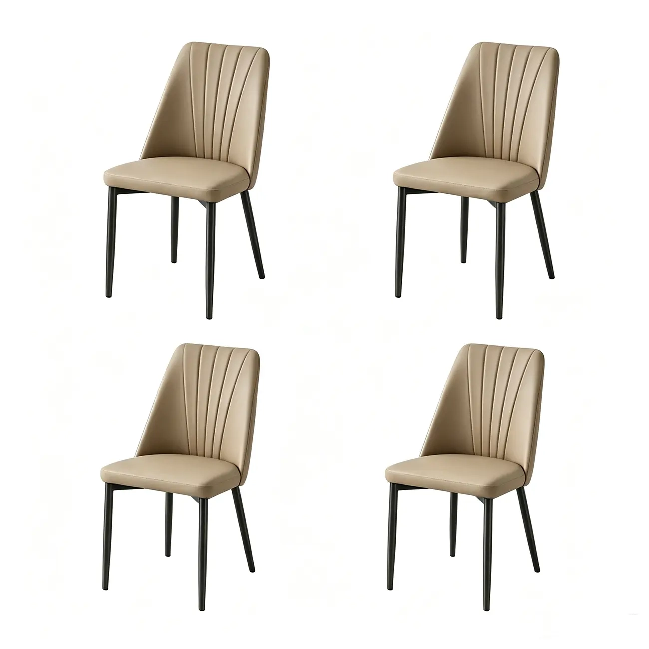 Modern Vertical Channel-tufted Back Faux Leather Dining Chairs Image - 28 | homeyfad
