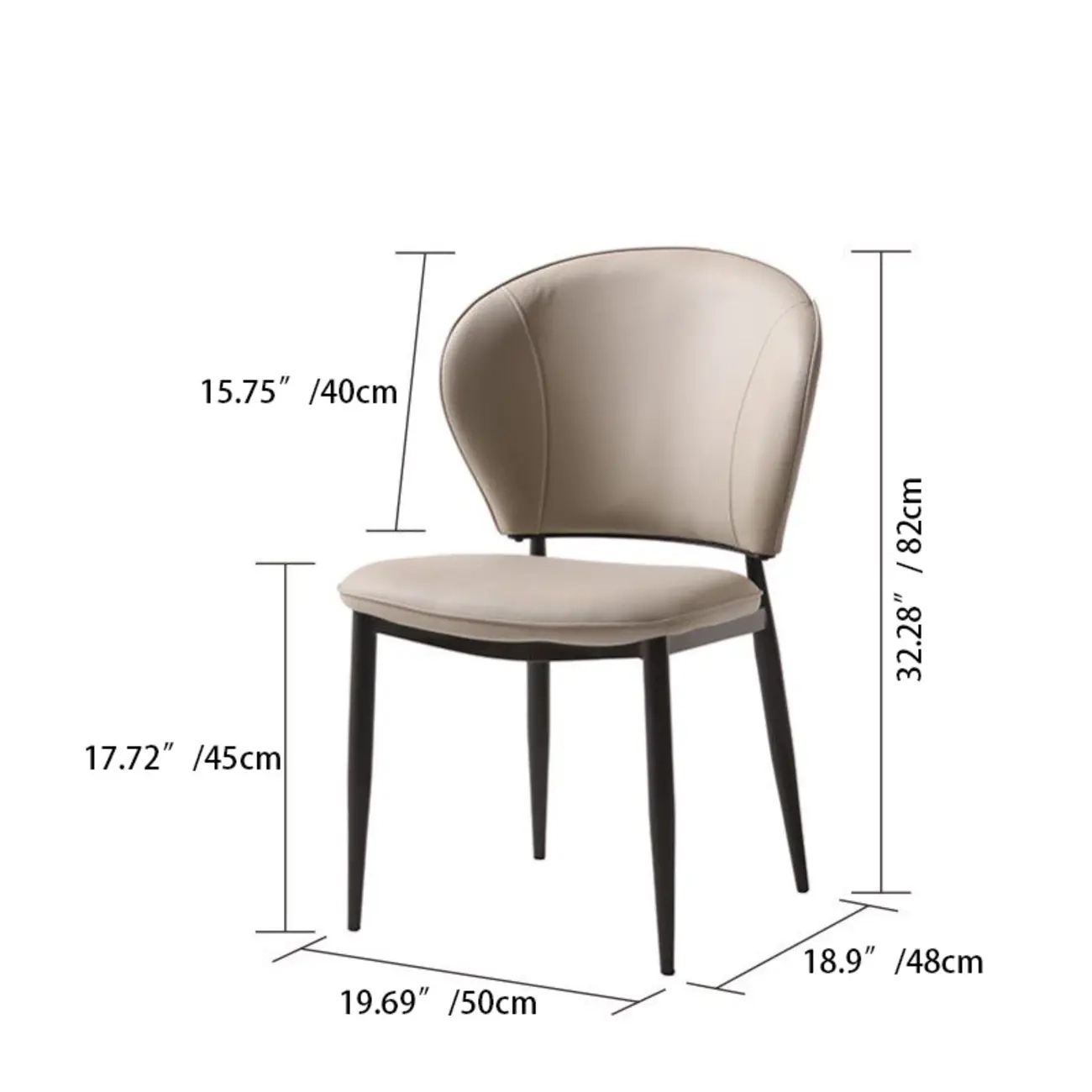 Contemporary Leather Open Curved-back Dining Chairs Set Of 2 #size | homeyfad