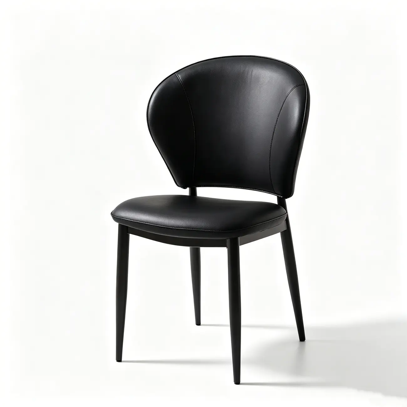 Contemporary Leather Open Curved-back Dining Chairs Set Of 2 Image - 17 | homeyfad