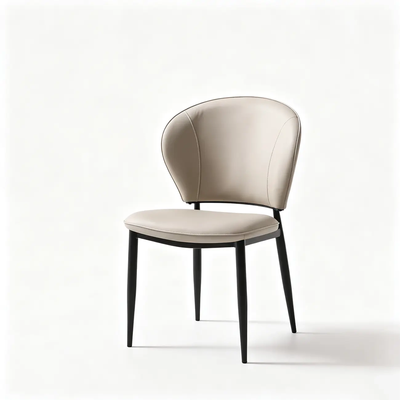 Contemporary Leather Open Curved-back Dining Chairs Set Of 2 Image - 19 | homeyfad