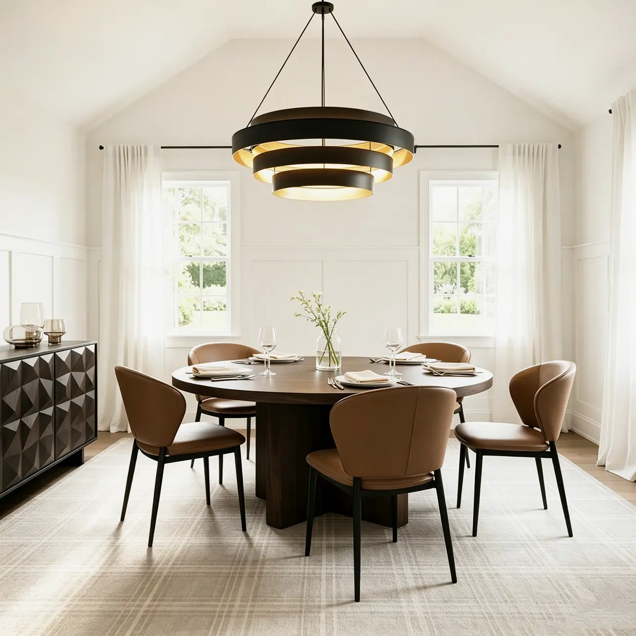 Contemporary Leather Open Curved-back Dining Chairs Set Of 2 Image - 12 | homeyfad