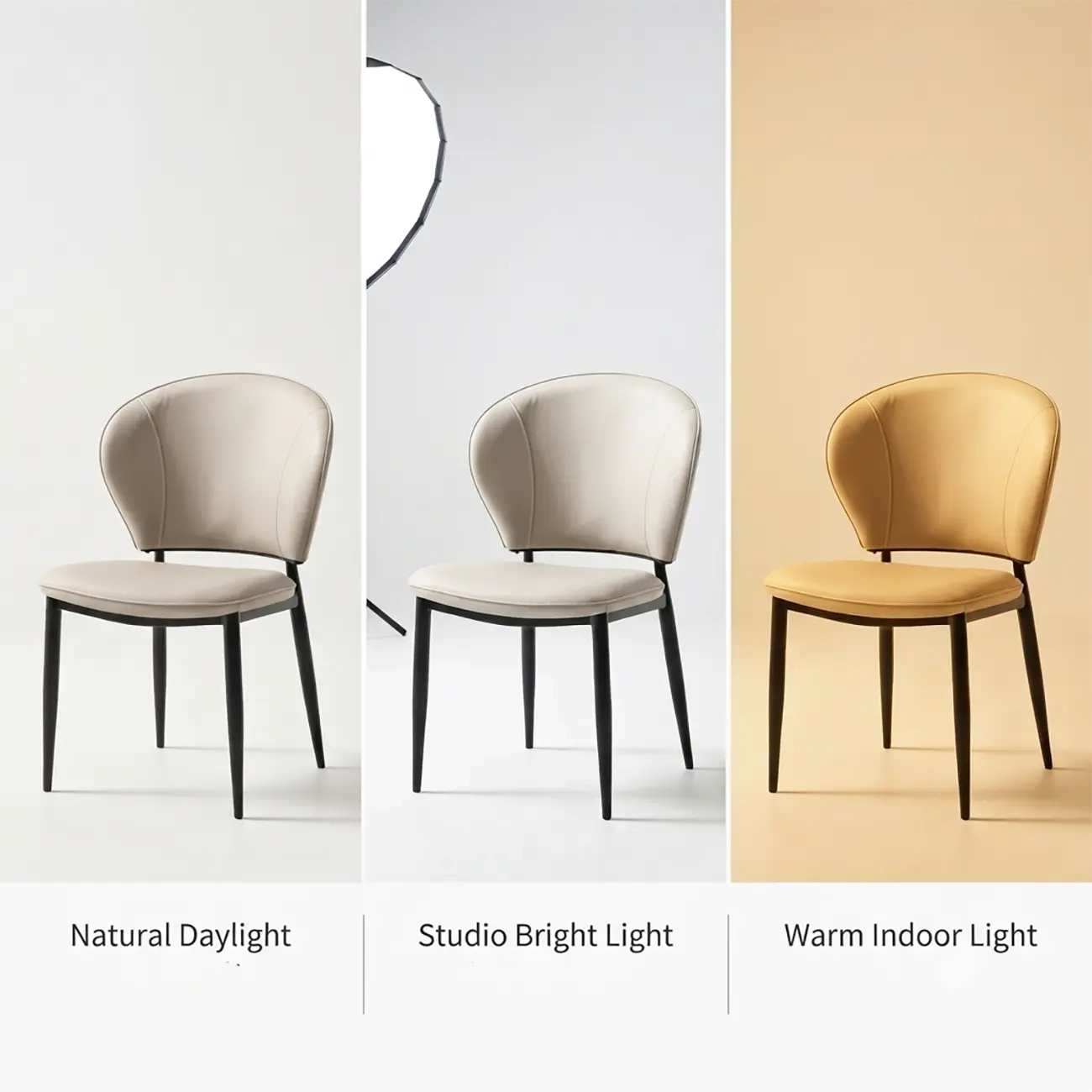 Contemporary Leather Open Curved-back Dining Chairs Set Of 2 Image - 5 | homeyfad