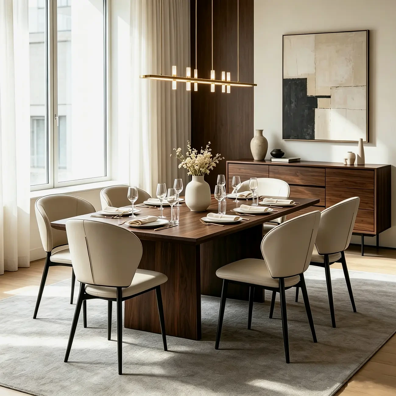 Contemporary Leather Open Curved-back Dining Chairs Set Of 2 Image - 9 | homeyfad