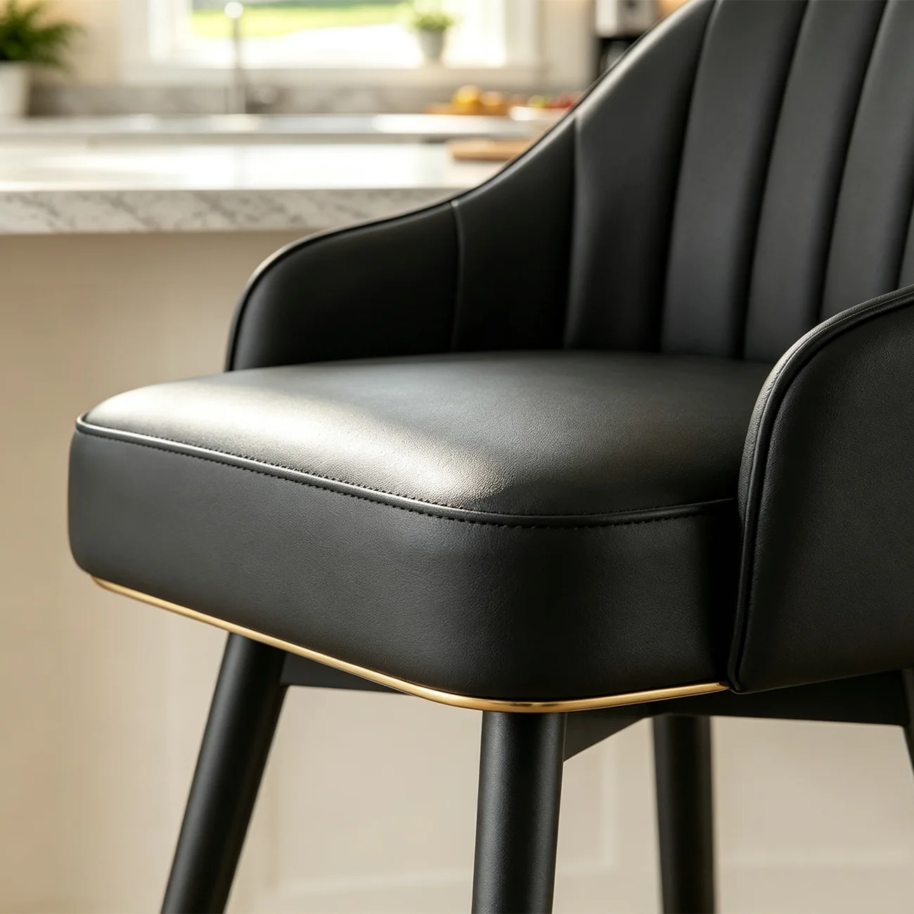 Art Deco Leather Swivel Bucket Cushioned Bar Stool Image - 9 | homeyfad