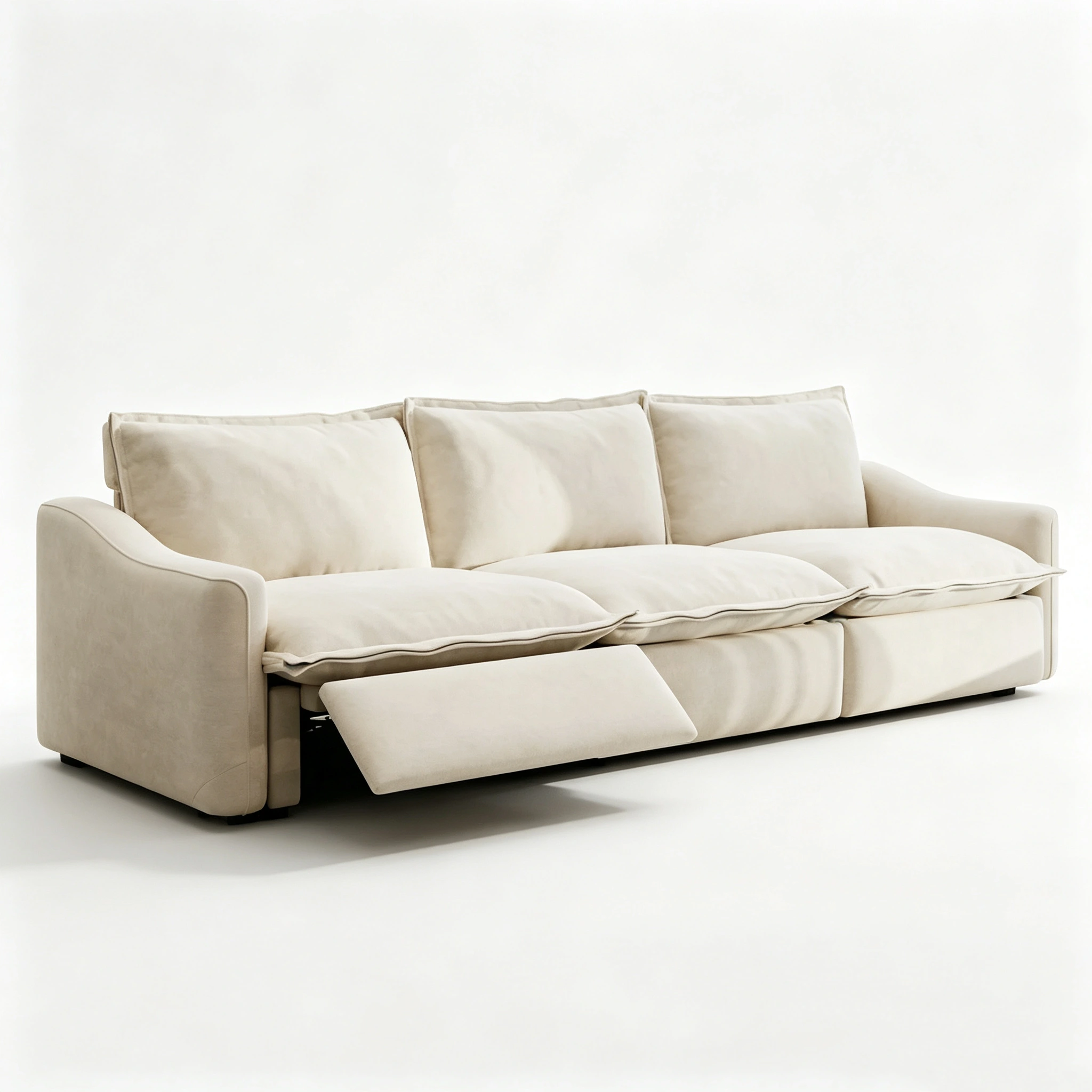 Beige Modern Living Room Power Reclining Sofa With Adjustable Footrest Image - 20 | homeyfad