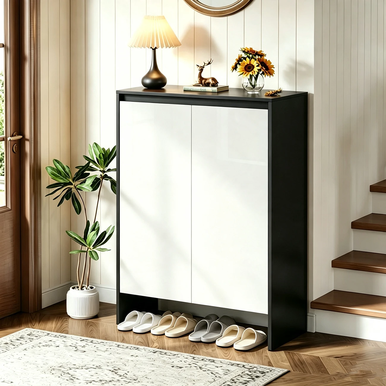 Minimalist 5-tier Entryway Wood Shoe Storage Cabinet With Adjustable Shelves Image - 7 | homeyfad