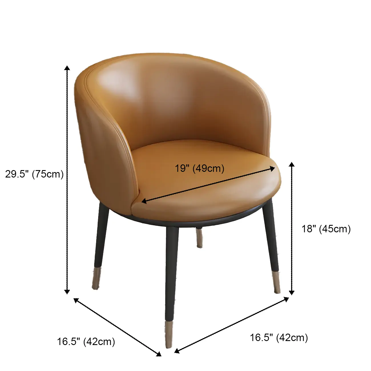 Mid-Century Modern Curved Barrel Back Leather Dining Chair #size | homeyfad