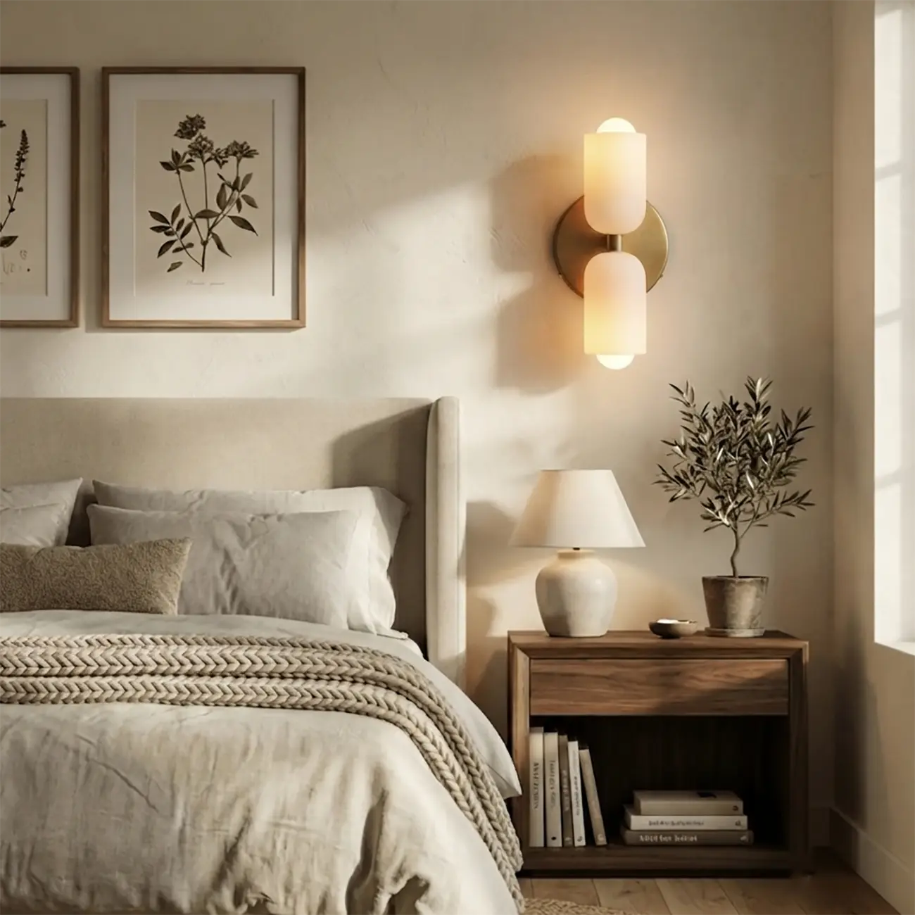 Modern 2-Light White Glass Up Down Wall Sconce Image - 2 | homeyfad
