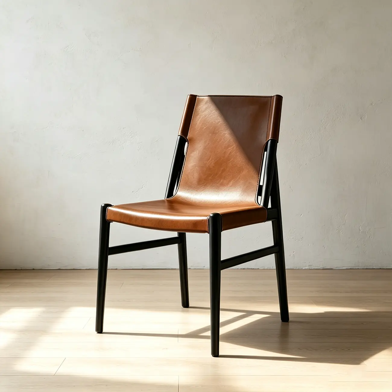 Mid-century Modern Saddle Leather Dining Chairs Carbon Steel Frame Image - 19 | homeyfad