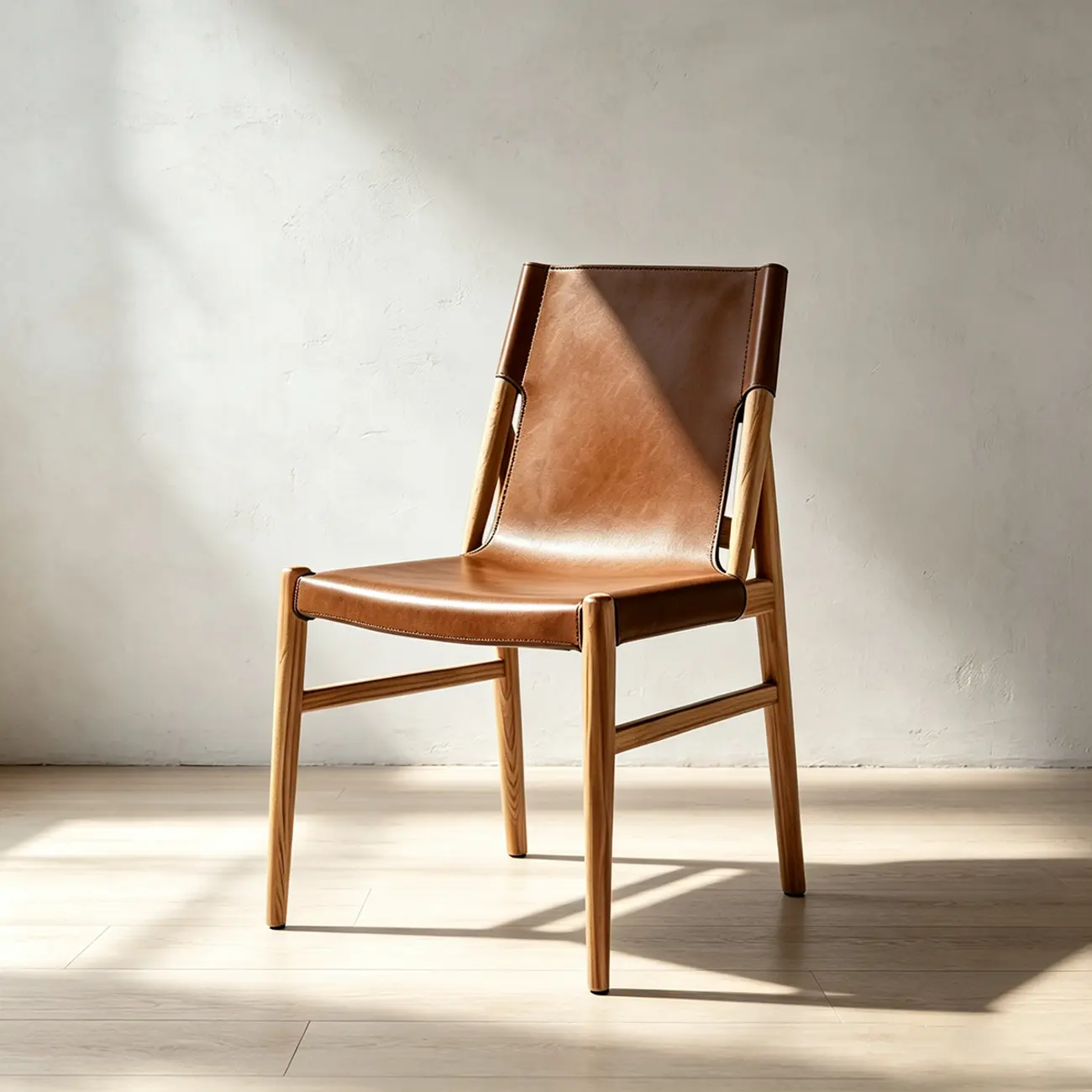 Mid-century Modern Saddle Leather Dining Chairs Carbon Steel Frame Image - 17 | homeyfad