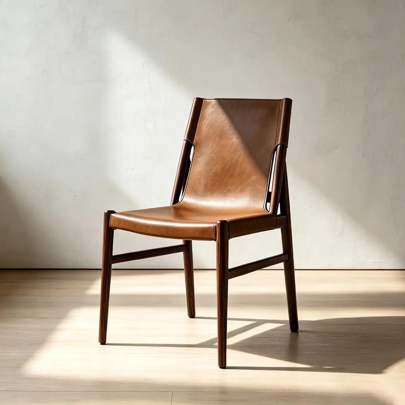 Mid-century Modern Saddle Leather Dining Chairs Carbon Steel Frame Image - 18 | homeyfad